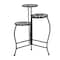 24" Black Metal Folding 3-Tier Plant Stand with Sun Face Cutouts
